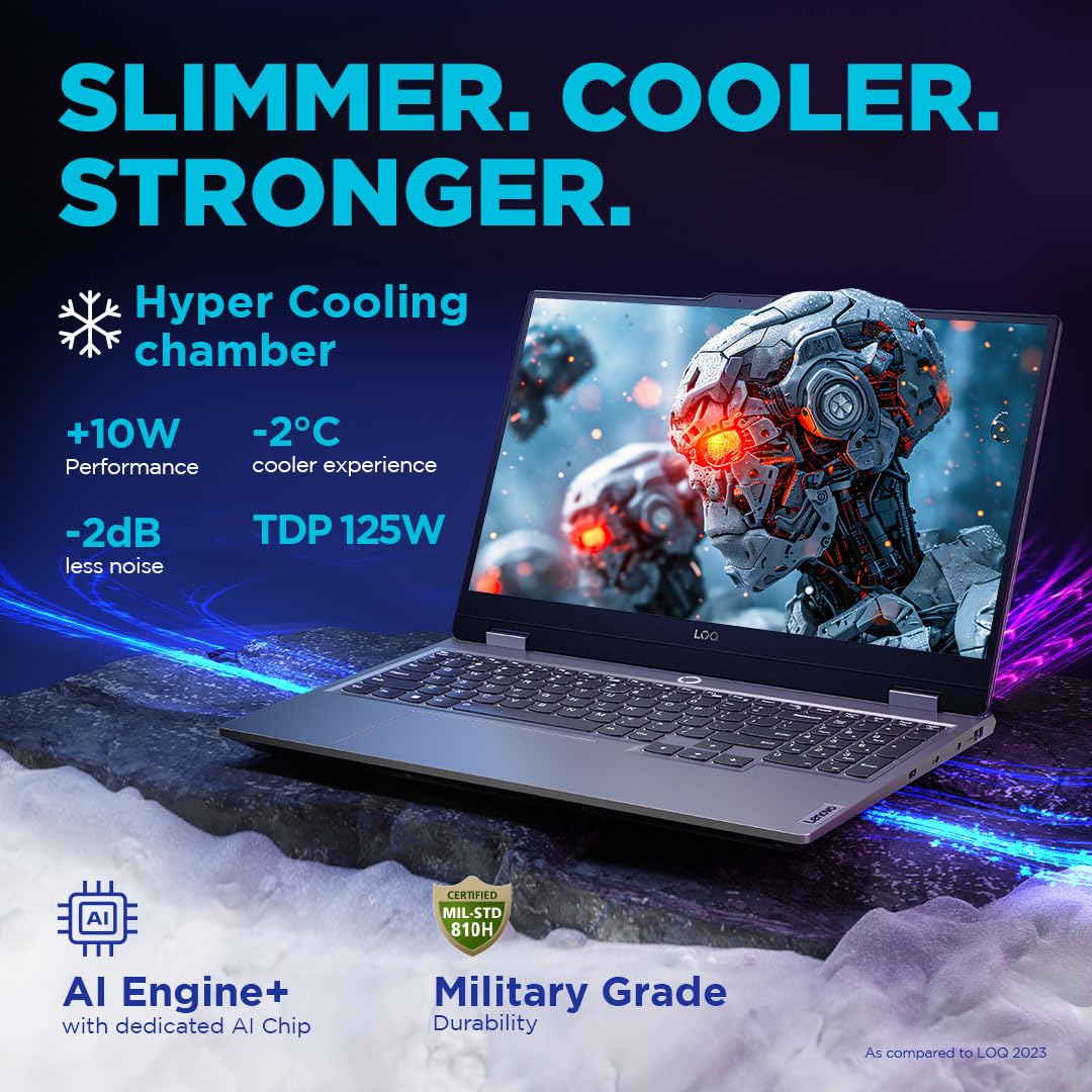 Lenovo LOQ AMD Ryzen 5 7235HS | NVIDIA RTX 3050A 4GB (12GB RAM/512GB SSD/144Hz Refresh Rate/15.6" (39.6cm)/Windows 11/Office Home 2024/3 Mon. Game Pass/Grey/2.4Kg), 83JC00JXIN AI Gaming Laptop